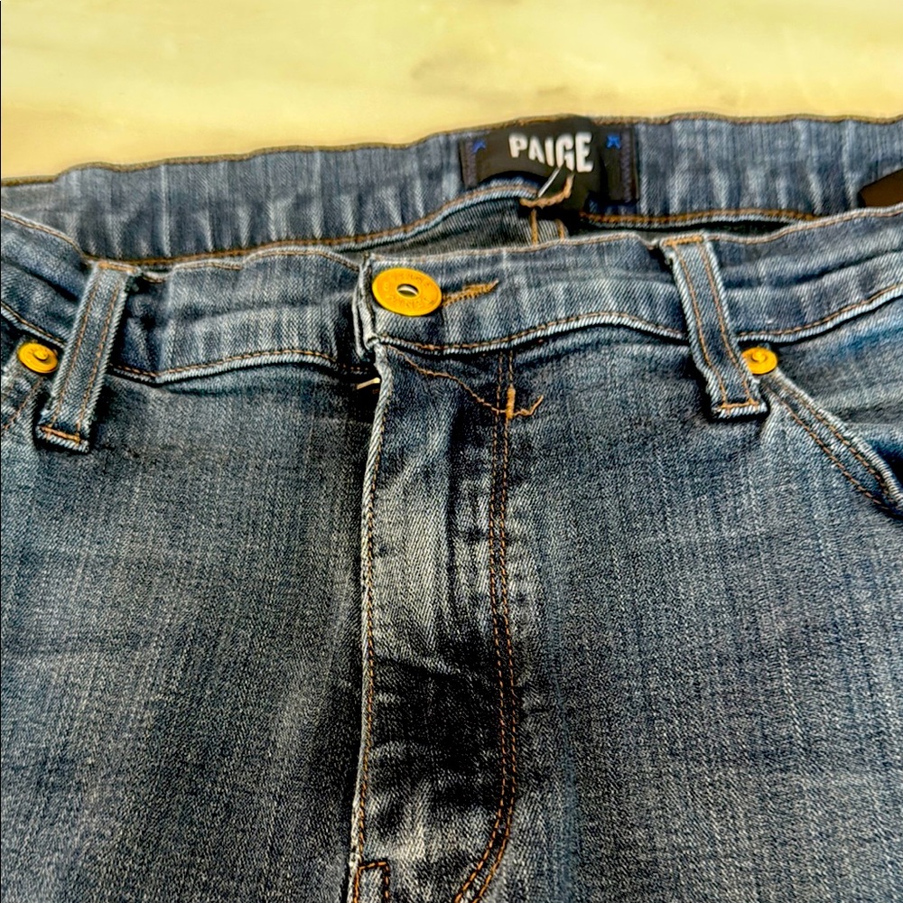 PAIGE Blue Classic Denim Jeans with Subtle Fading